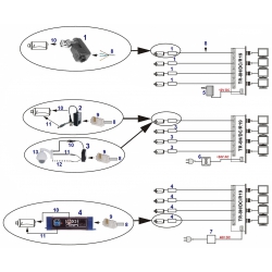 Przykładowy schemat połączeniowy z wykorzystaniem różnych napięć zasilania w poszczególnych modułach